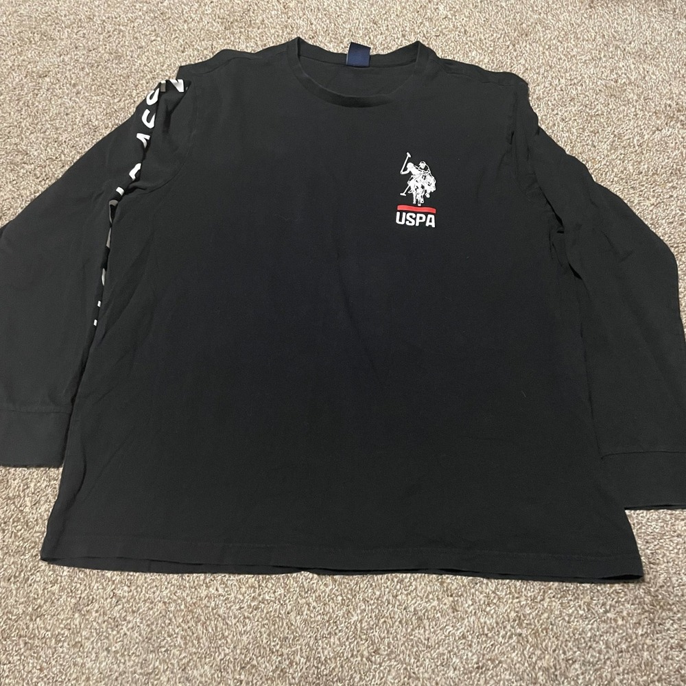 U.S. Polo Assn. Mens Black Long Sleeve T-Shirt USPA Logo Top